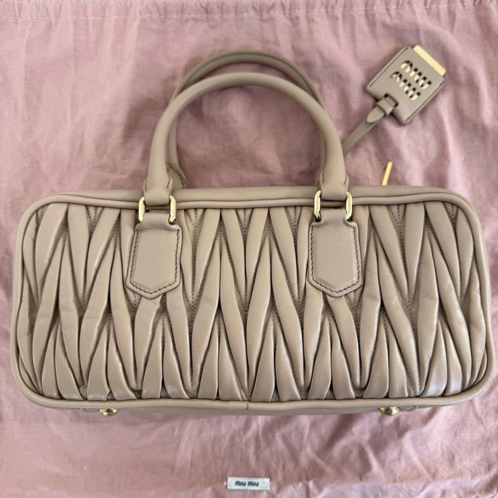 Miu Miu Quilted Satchel in Light Beige - Picture 4 of 16